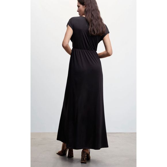 Mango Draped Detail Dress Black Size M - Picture 4 of 10